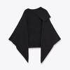 2025 Autumn Black Asymmetrical Cape Knitwear for Women - European Style