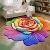 Sunflower Shaped Bath Mat Floor 3D Floral Design Non-Slip Dot-Embossed Backing Quick-Drying Large Rug Plush Carpet Soft Comfort Home Decor Moisture