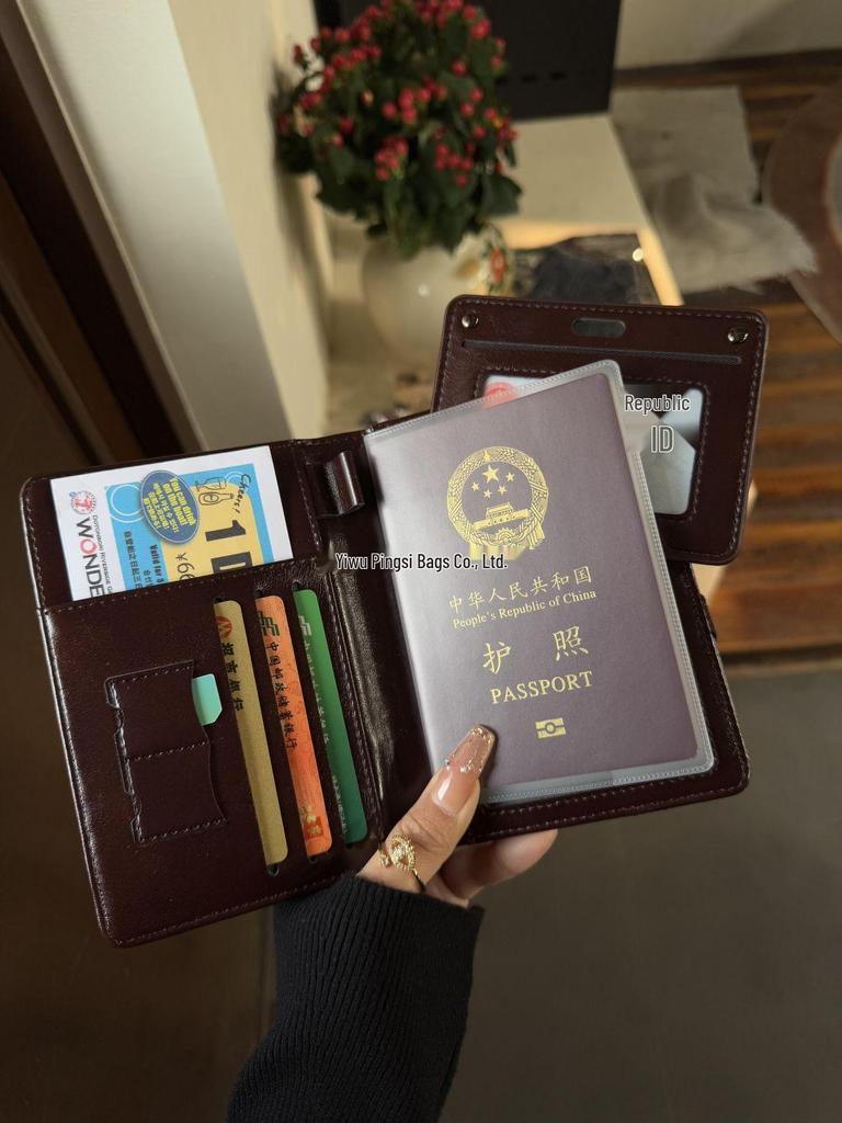 Women's All-in-One Leather Travel Wallet: Passport, Ticket & Card Holder