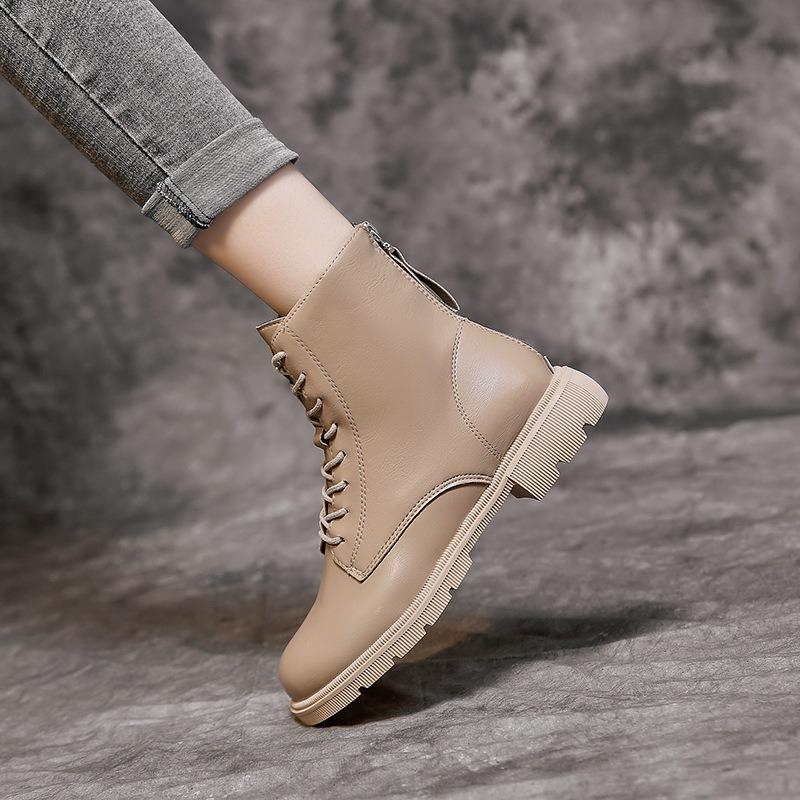 Black Martin boots women's zipper high-top autumn and winter waterproof casual shoes women's thick-soled trendy versatile boots