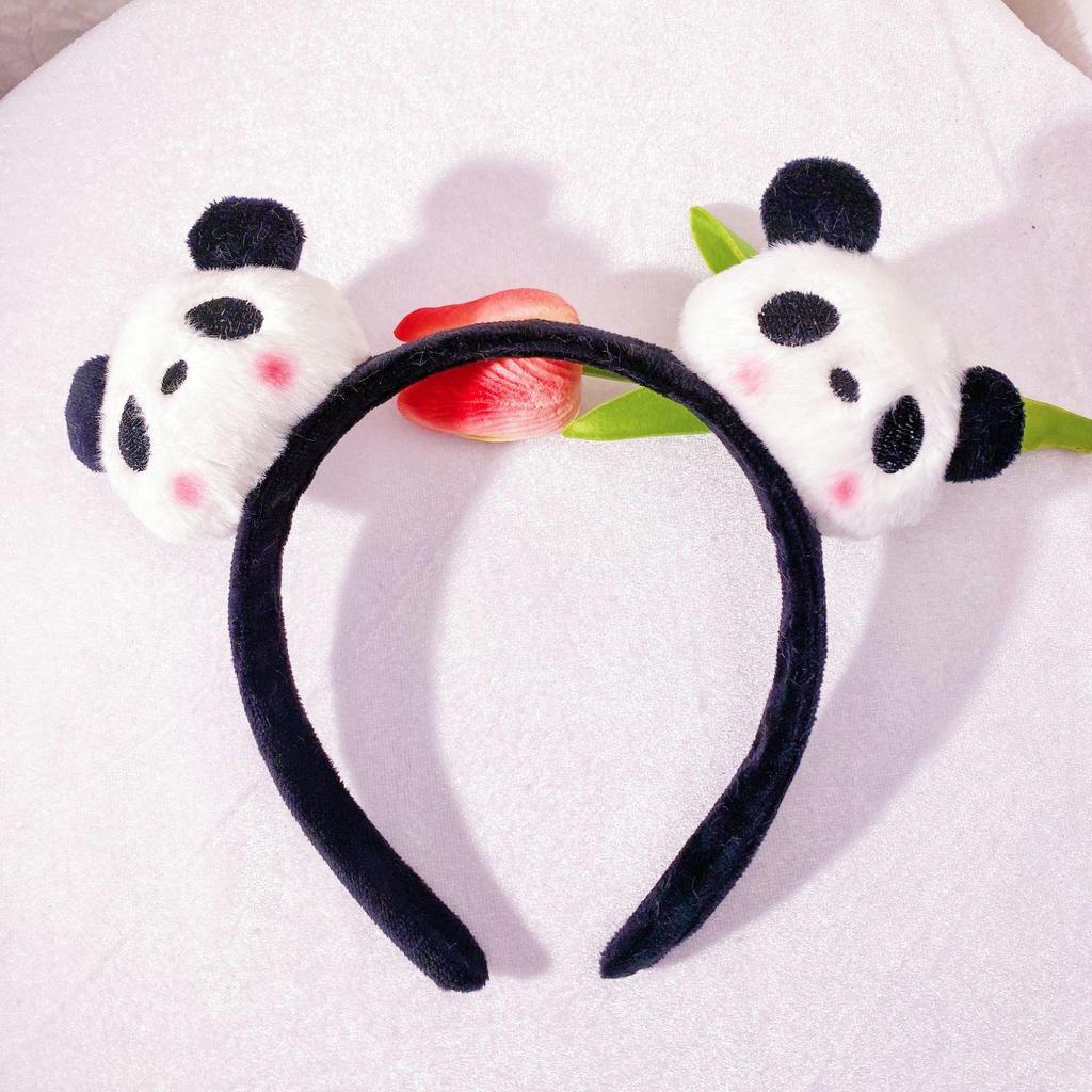 Adorable 2026 Panda Hair Accessory: Cute Round Headband & Funny Clip for Girly Wash Face Routine