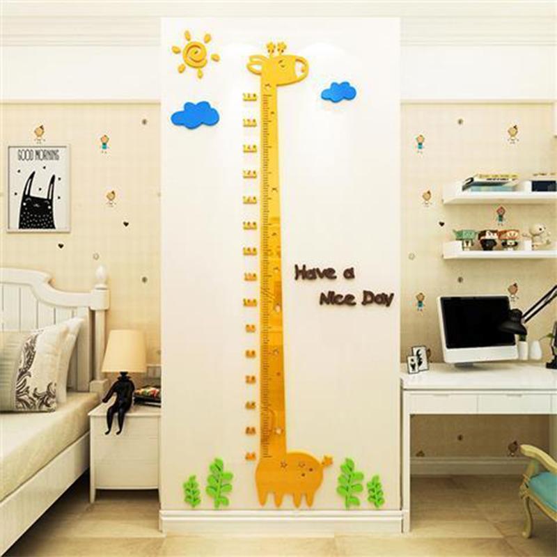 Adesivi per misurare l'altezza del bambino con motivo a cartoni animati stereo 3D, per la cameretta dei bambini, per la decorazione della parete dell'asilo, per la casa