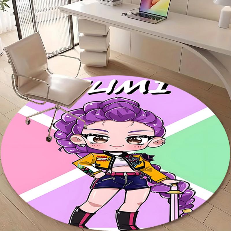 1pc KPop Demon Hunters RUMI1 Design Printed Area Round Carpet for Bedroom Living Room Home Decor Rugs Mat Non Slip Mat Rug for Bedside