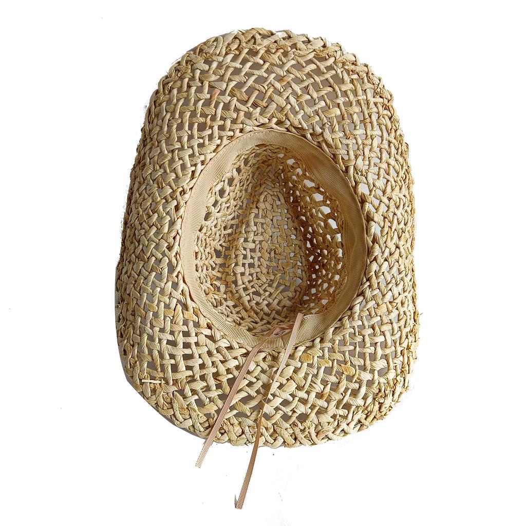 Corn Husk Material Cowboy Western Straw Hat Rhinestone Accessories  With Upturned Brim Sun Protection Cowboy Hat Sombrero Cowboy