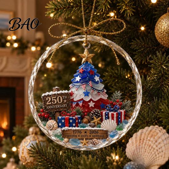 Festival Celebration Supplies Ocean Themed Christmas Ornaments, Lighthouse/Wreath/Santa Claus/Xmas Tree/Snowman/Deer Hanging Winter Wonderland