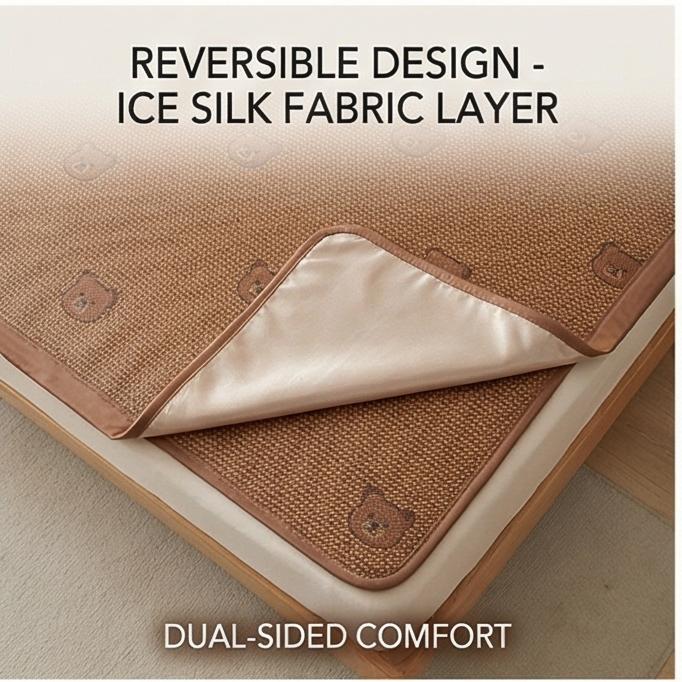 Machine Washable Ice Silk Cooling Mat 150x200/180x200cm, Soft Fitted Sheet 3-Piece Set, Gentle for Sensitive Skin