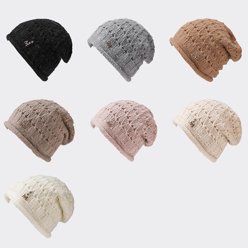 Pălărie tricotată Pălărie de iarnă cu două straturi groase de blană de iepure Pălărie caldă pentru femei în aer liber