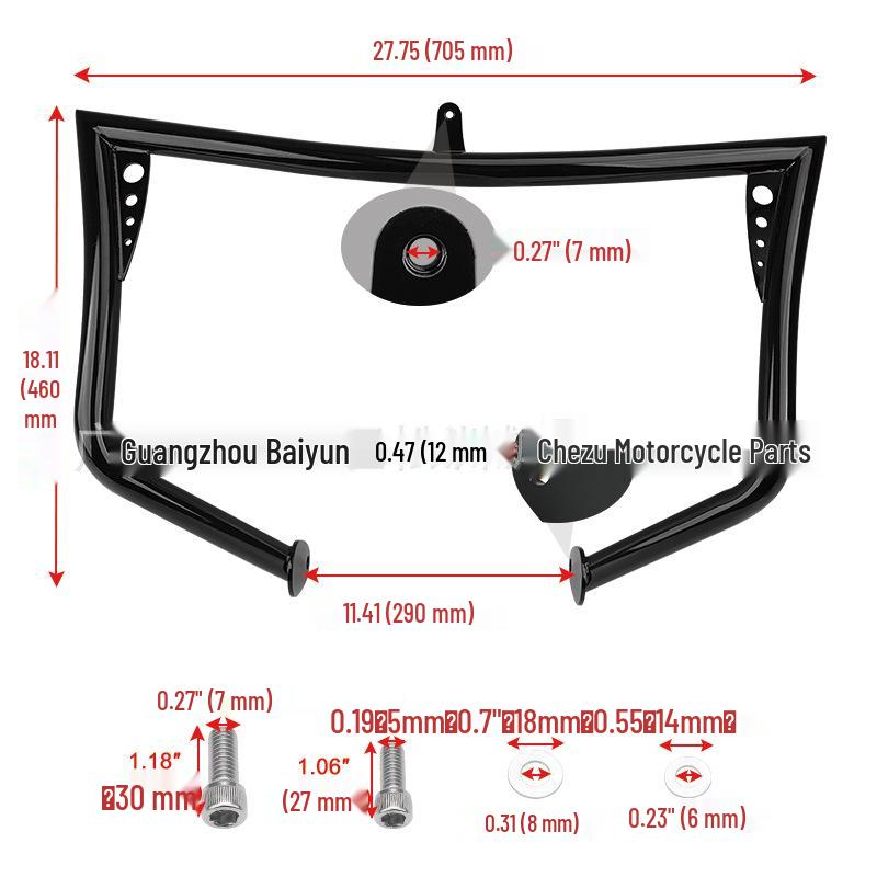 Harley Touring Glide Black Front Bumper Anti-Collision Guard 09-23