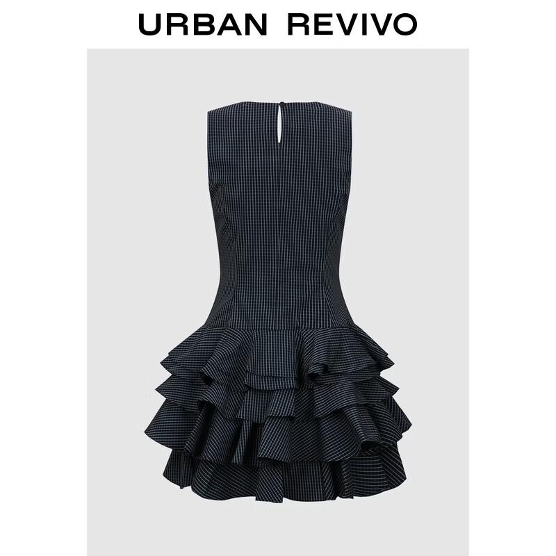 UR 2026 Women's Sleeveless Plaid Cake Skirt Mini Dress