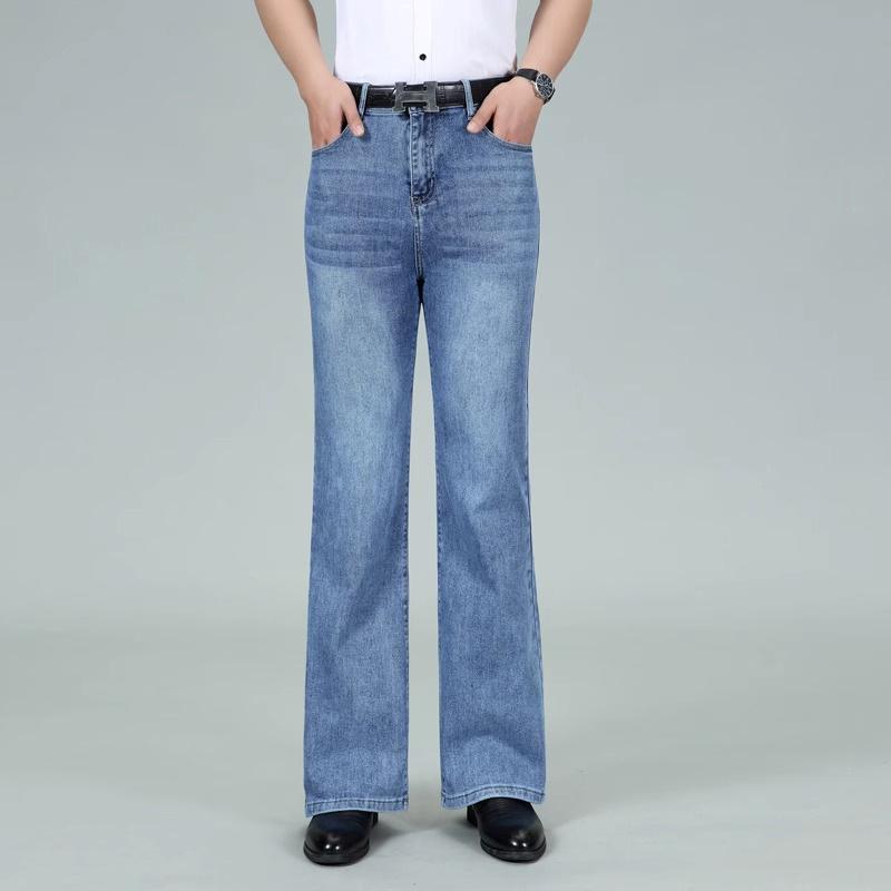 Jeans Men Men's Light blue Mid-Waist Stretch Flared Jeans Classic Designer Flared Jeans
