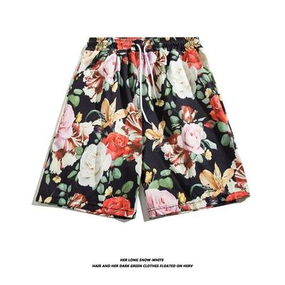 Buz İpek Havalı Hawaii Plaj Şortu Erkek Yaz İnce Tasarım Japon Retro Amerikan Trend Marka Rahat Beş Çeyrek Pantolon