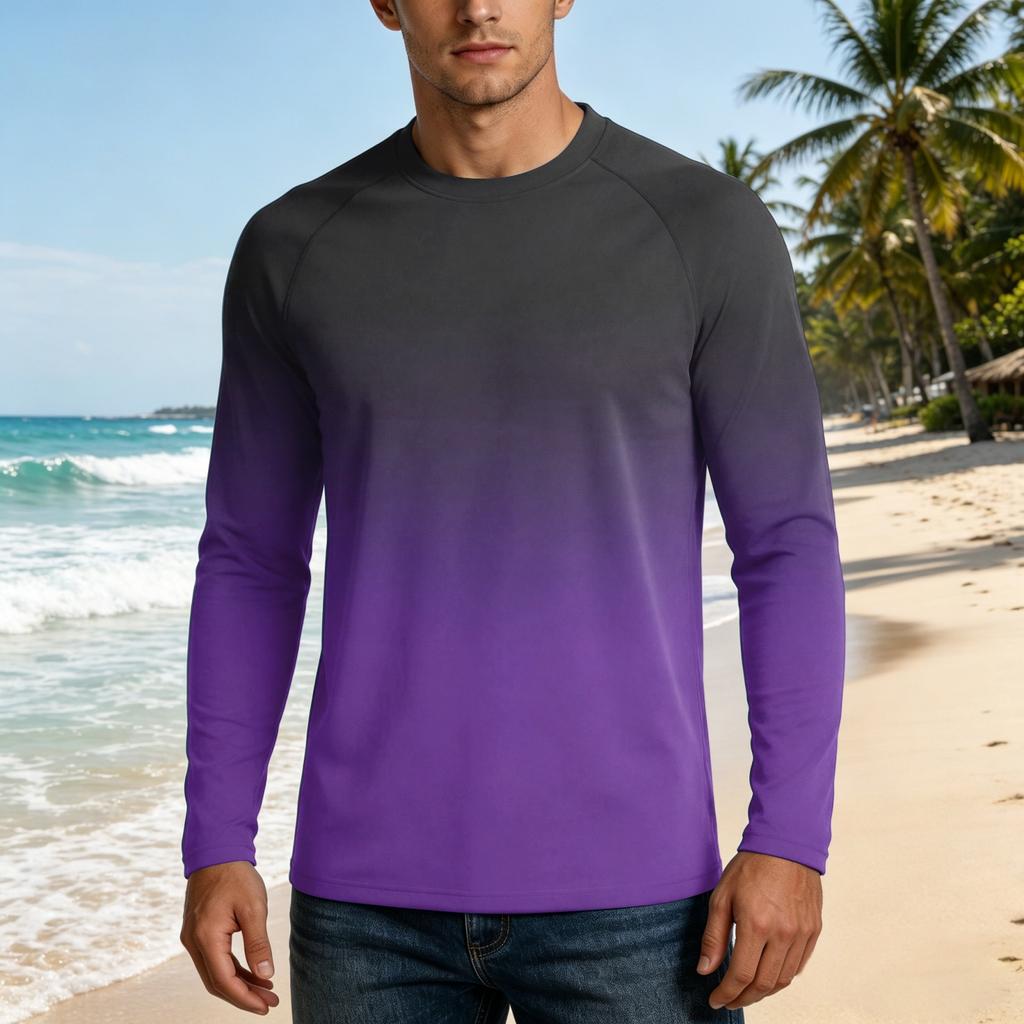 Men's Long Sleeve Outdoor Shirt UPF50 Plus Sun Protection Breathable Loose Fit Summer Casual Lightweight Quick Drying T-Shirt