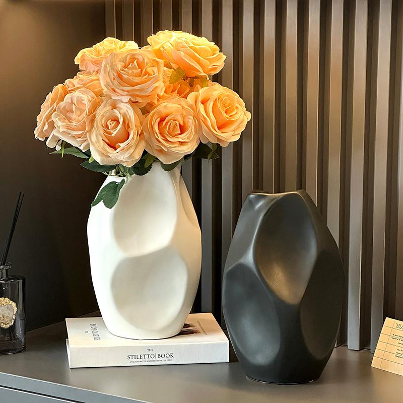 Nordic Ceramic Irregular Shape Vase, Home Dining Table, Living Room Bedroom Office, Tabletop Decor Accessories, Flower Ware, 1Pc