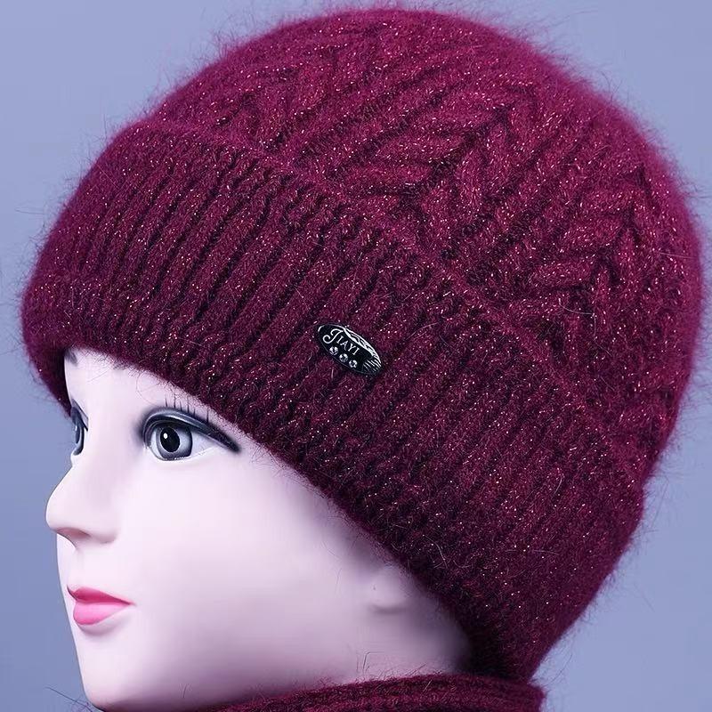 Autumn and winter old lady warm wool hat winter hat children's outdoor cold-proof fleece ear protector knitted hat