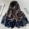 Women's Ethnic Floral Scarf: Autumn/Winter Voile Shawl, Cotton Linen Blend, Lightweight & Stylish.
