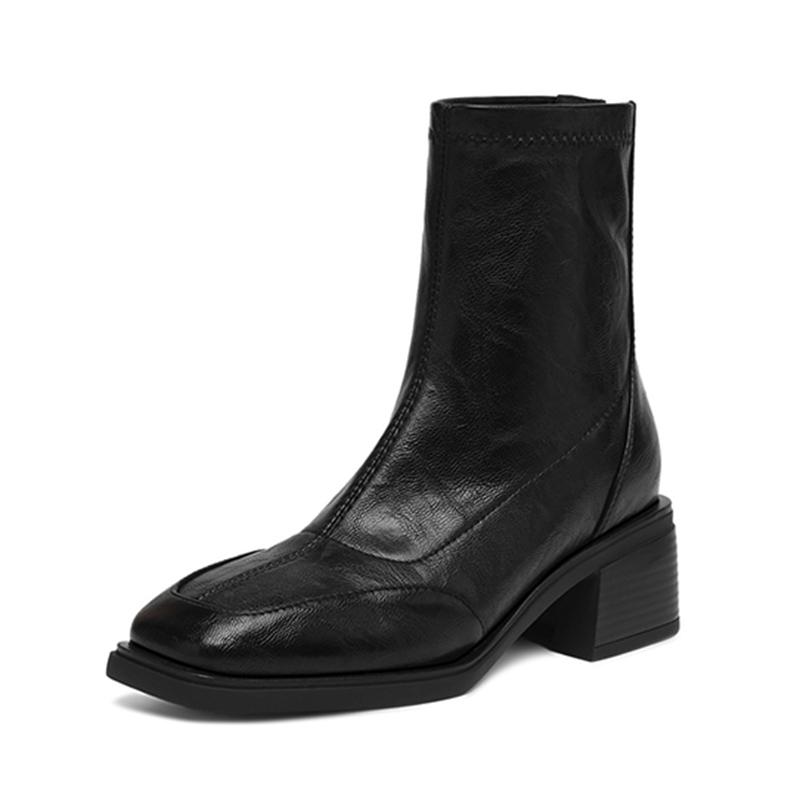 Krazing Pot Microfiber Winter Square Toe Modern Size 33 Boots Size 43 Zipper Fashion Ankle Boots