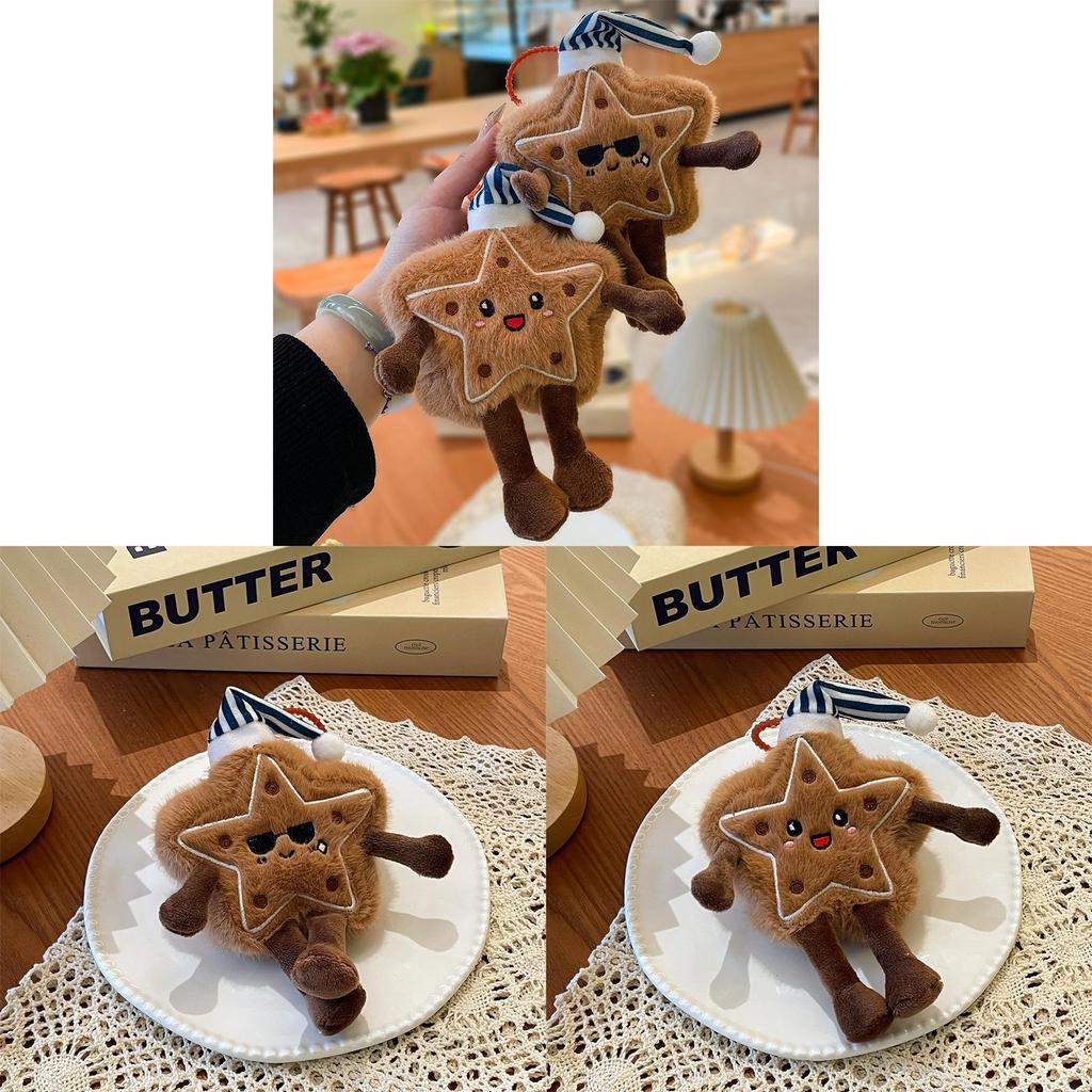 Star Cookie Plush Keychain With Smiling Face Soft Toy For Kids And Teens