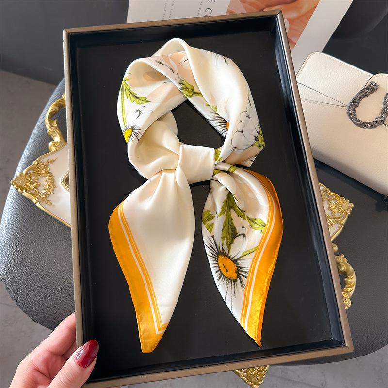 Luxury Brand Silk Square Scarf Women Satin Shawls Neckerchief Casual Beach Scarves Bandana Hair Tie Hjiab Foulard