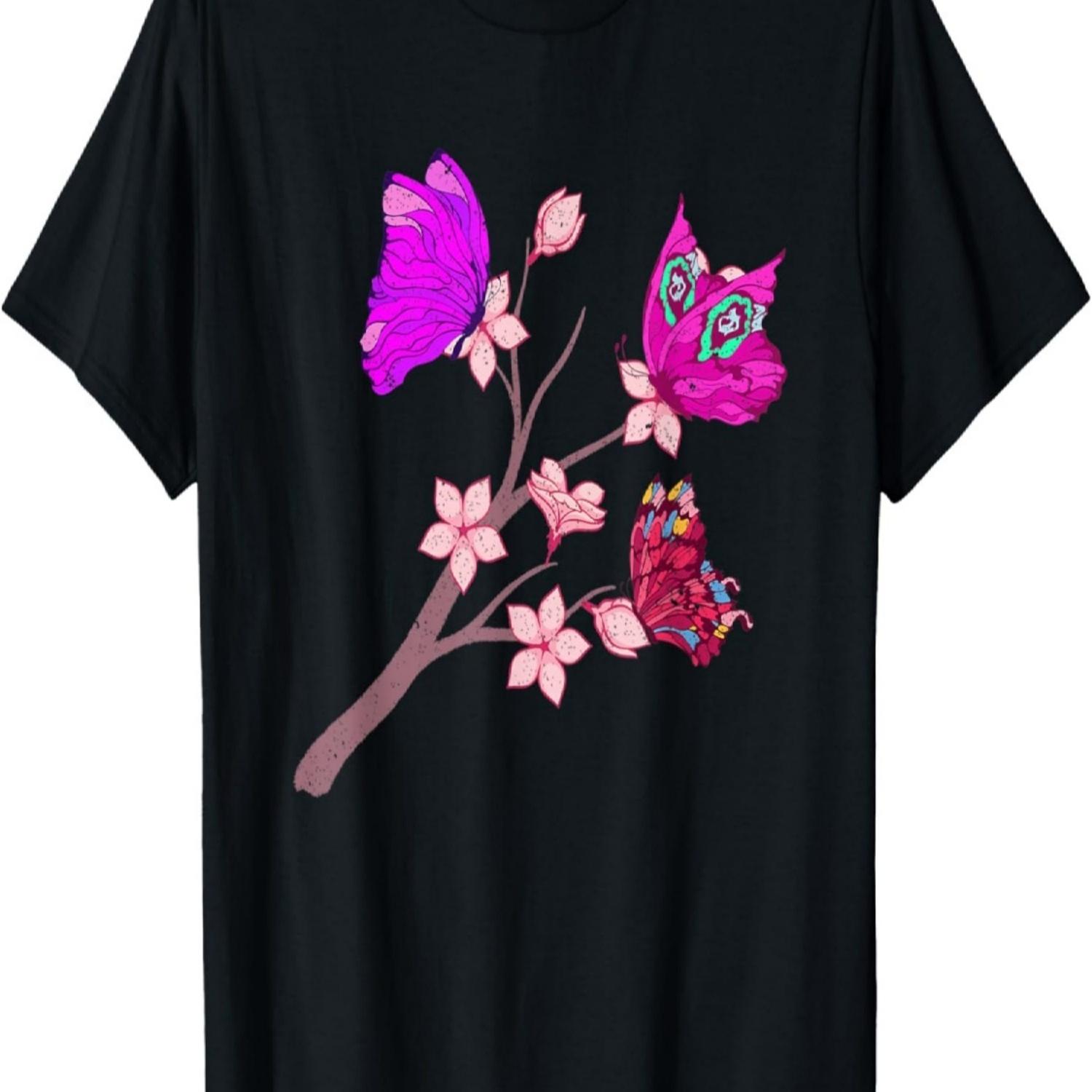 Sakura Insect Animal Cherry Blossom Butterfly T-Shirt(1) S