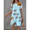 Ladies' Fashionable Round Neck Short Sleeved Dress Summer Clothing