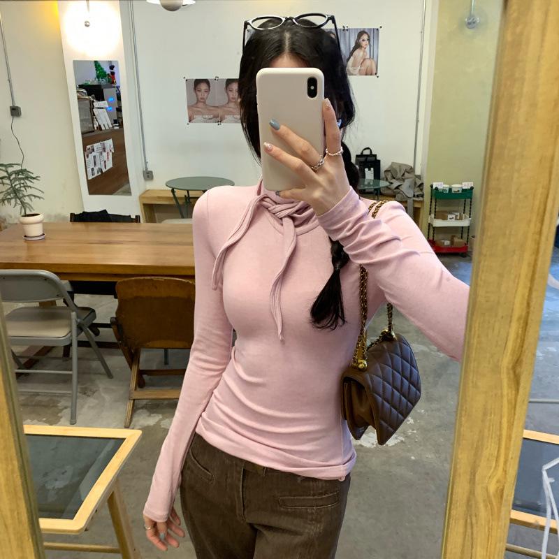 In Stock: Women's High-End Autumn/Winter 2026 Bow Tie Lace Wool Base T-Shirt