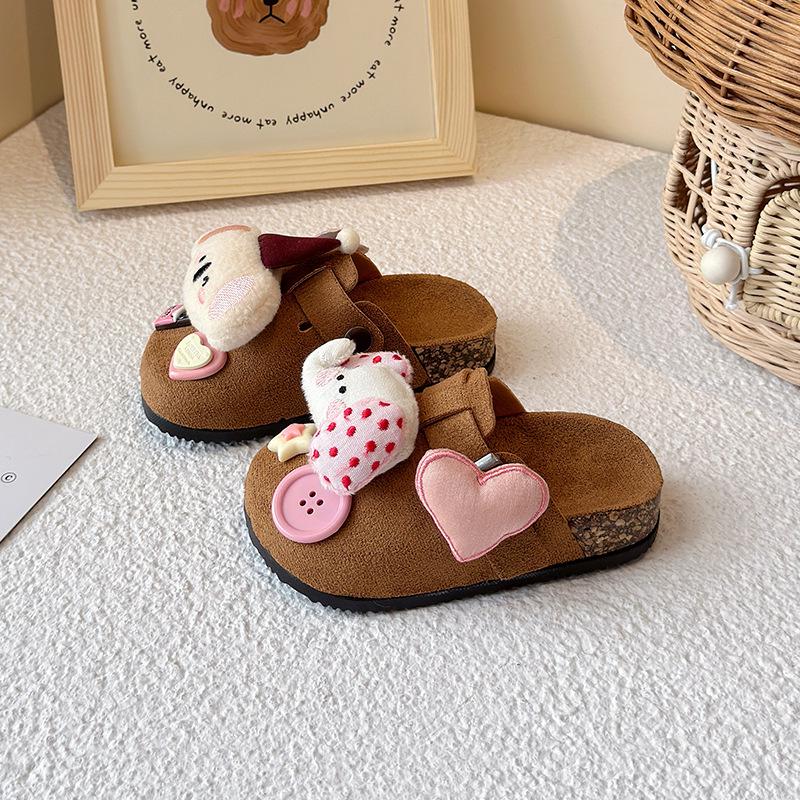 Adorable 2025 Autumn Closed-Toe Cotton Slippers for Women and Kids - Cartoon Design