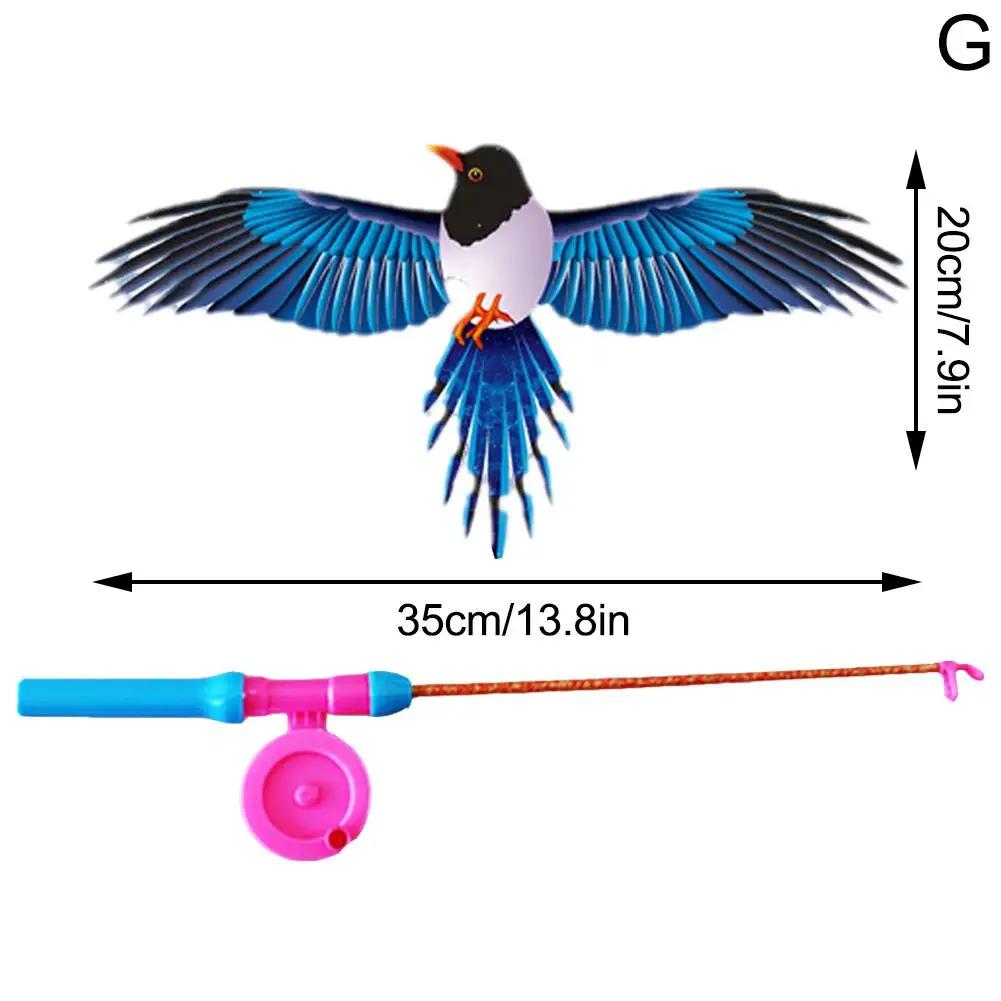 Children Kite Toy Cartoon Eagle Foldable Mini Plastic Toys Kite Hand Brake Fishing Rod  Butterflies For Kids Outdoor Toy For Fun