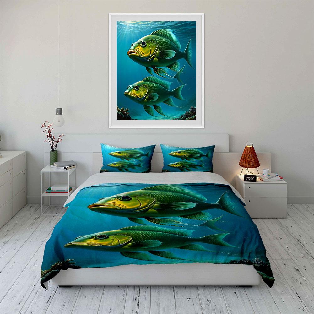 Unterwasserfisch-Dekorationsset Mehrere Größen Kinder- und Schlafzimmer für Erwachsene Exquisites 3-teiliges Bettwäscheset, Geschenk