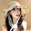 Lace Straw Sun Hat Children's Large Brim Summer Breathable Straw Hat Seaside Full Face Shading Sun Protection Hat Tide