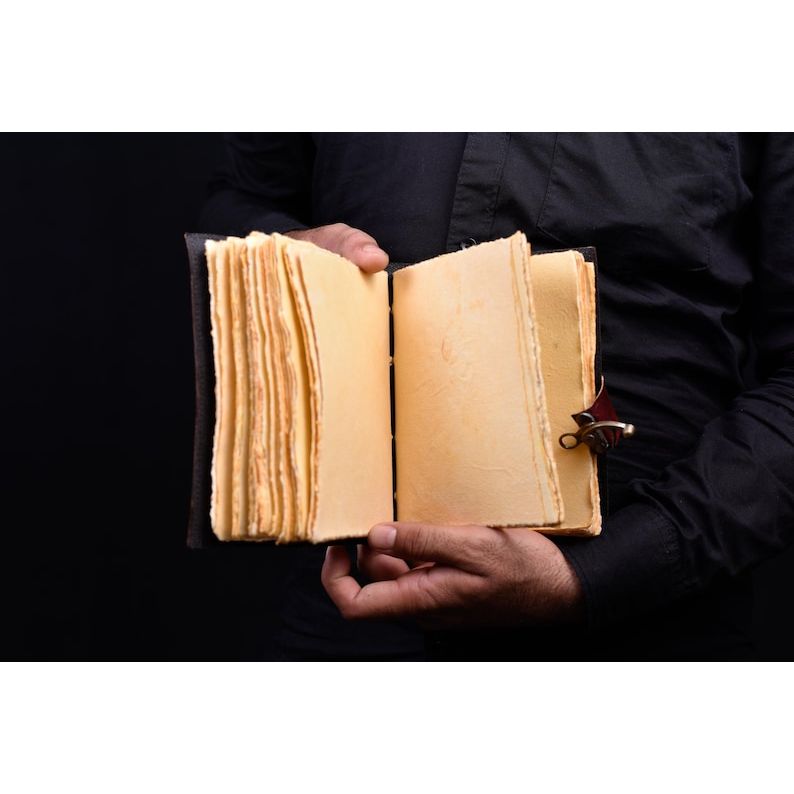 Sun and Moon Handmade Deckle Paper Journal for Men and Women Spell notebook for traveling sketchbook poetry book