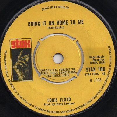 

7inch Record EDDIE FLOYD Bring It On Home To Me Sweet Thin STAX108 STAX 1969 UK SoulFunk Used