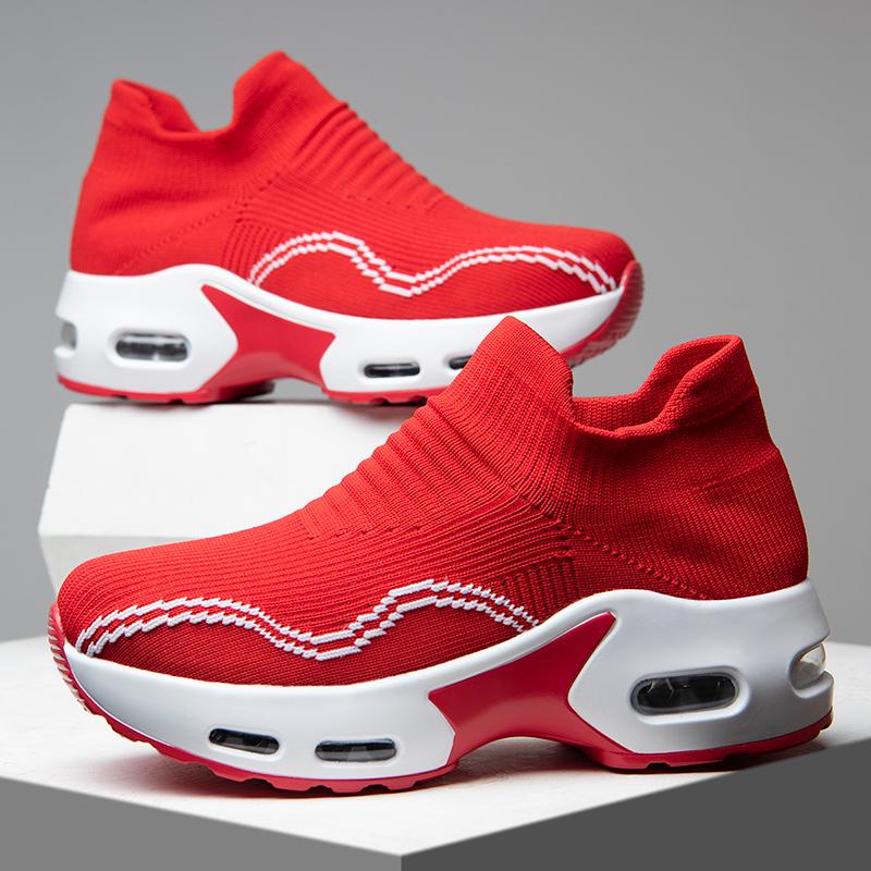 Women Slip on Walking Shoes Women Black Red Blue Grey Sneakers Elevator Platform Socks Shoes Women's Orthopedic Casual Shoes Plus Size 42 43