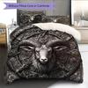 Vintage Ram Horn Symbol Pattern Bedding Quilt Set  Home Decoration  Gift (1 * duvet cover + 2 * pillowcase  without core)