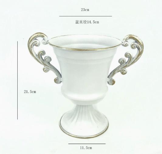 NEW Metal Urn Planter Trophy Cup Flower Vase Bow Vintage Style Flower Pot Wedding Centerpieces Vase for Wedding Party Decoration