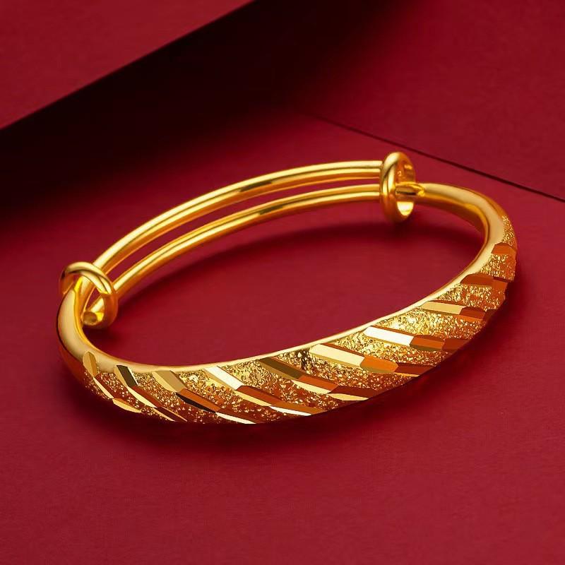 Gold-Plated Starry Dragon & Phoenix Push-Pull Women's Bangle - Non-Fading, High-End Jewelry