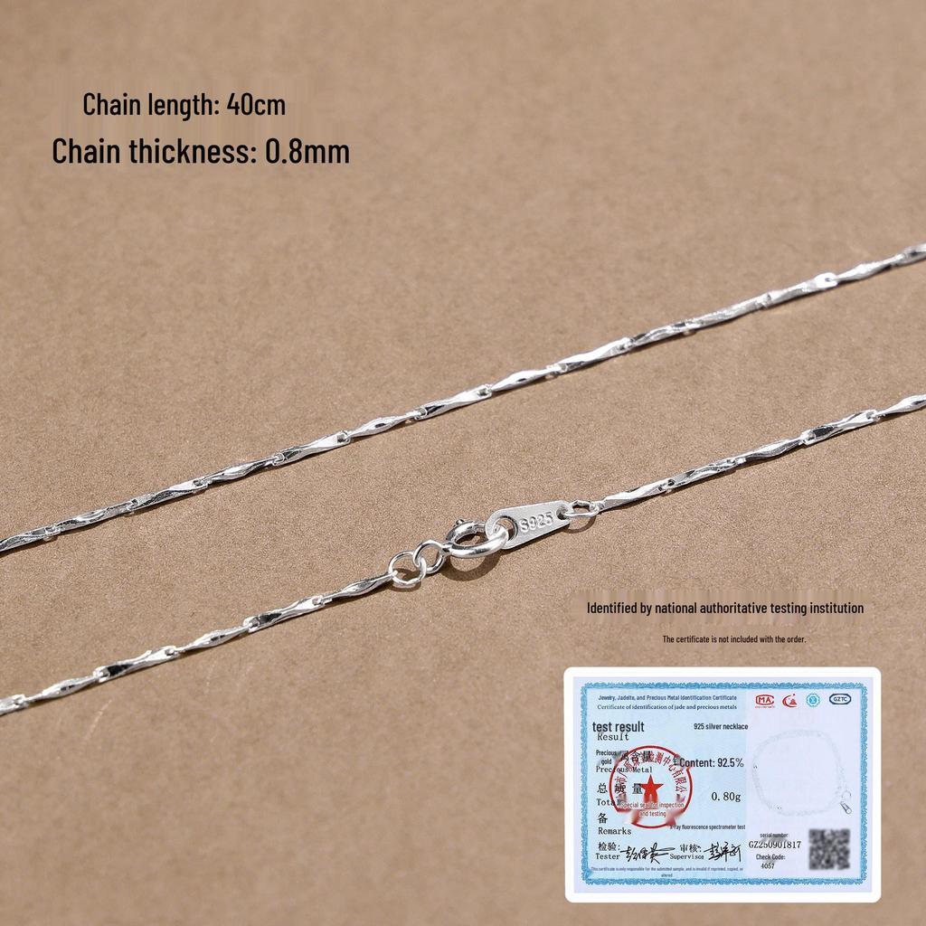 925 Sterling Silver Plain Chain Necklace for Women and Men - Thin, Choker Style, No Pendant