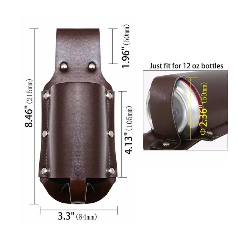 In-Stock Leather Waist Beer Bottle Holder for Outdoors, Fits 600ml and 350ml Bottles
