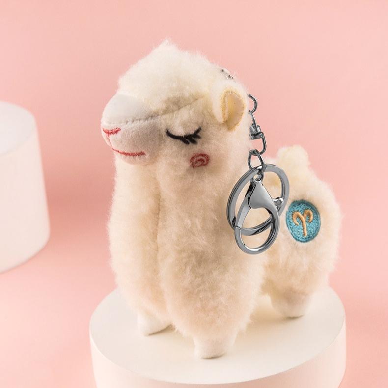 Pluizige Alpaca Llama Tas Hanger Pluche Schattig Knuffeldier Rugzak School Accessoire Vriendschap Cadeauset Tas Hanger white