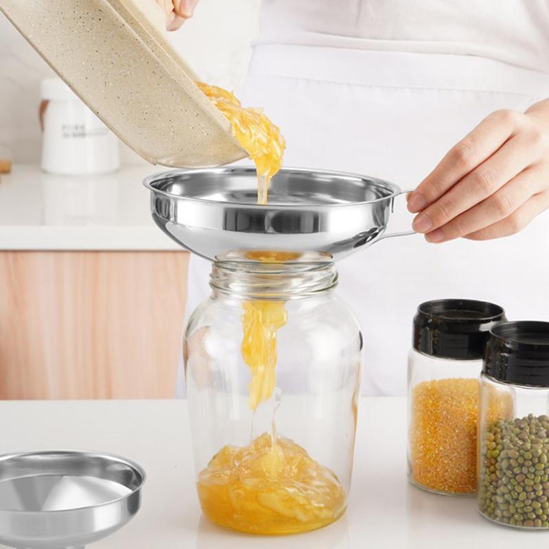 Canning Funnel Stainless Steel Cooking Tools Wide Mouth Canning Funnel Hopper Filter Leak Wide-Mouth Can For Oil Wine Kitchen