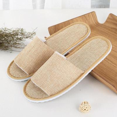 1 Pair Hotel Travel Slippers Cotton Linen Disposable Slippers Sanitary Home Guest Use Men Women Indoor Bedroom House Shoes