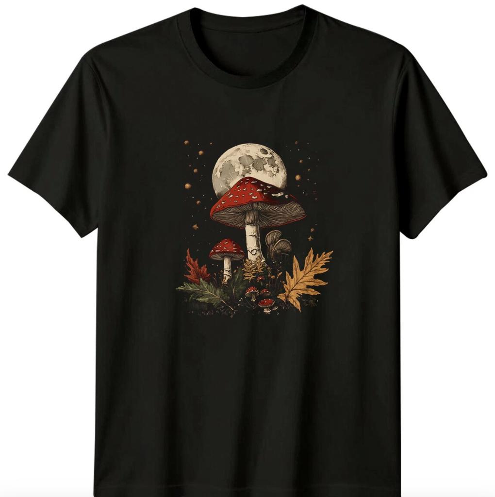 Mushroom Moon Nature T-Shirt, Magic Fungi Shirt, Witchy Tee Gildan 5000