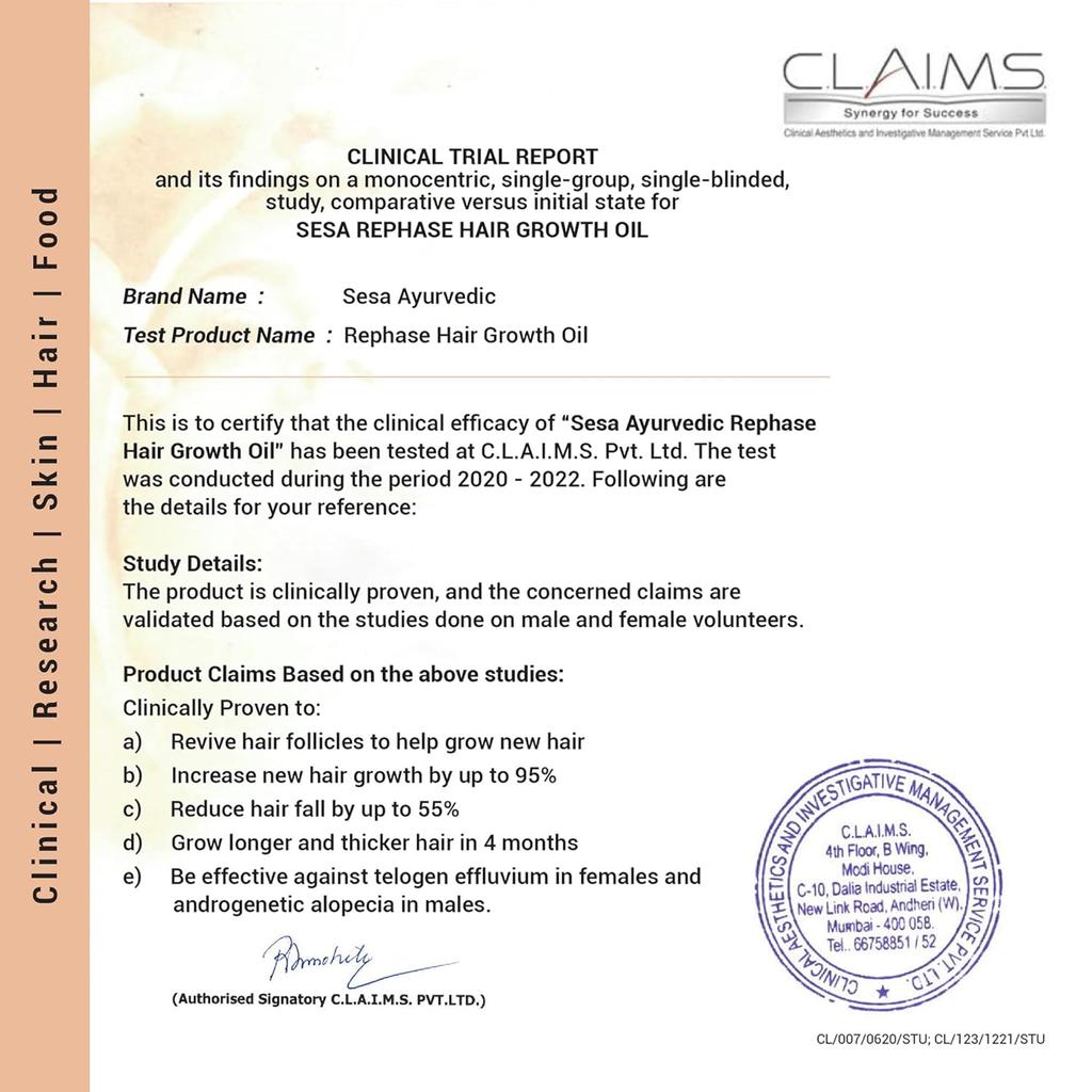 Sesa Ayurvedic Rephase 2 Step Hair Oil Growth Kit  For Men & Women 100 Ml With Massager Reduces Hair Fall Boosts Hair Thickness Naturally