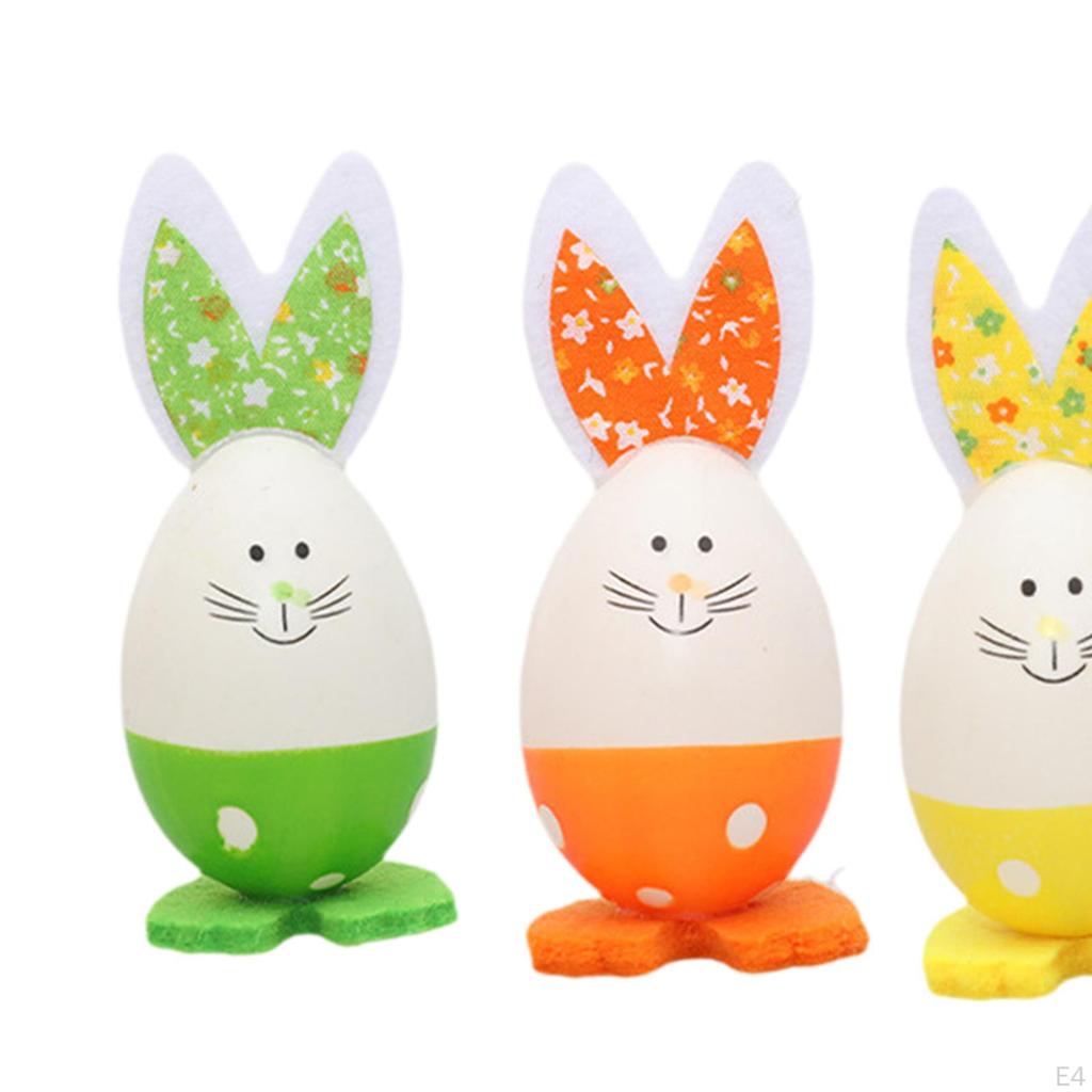 3 Pieces Easter Eggs Adornments Cute Party Favors Decoration Decorative Rabbit Figurines