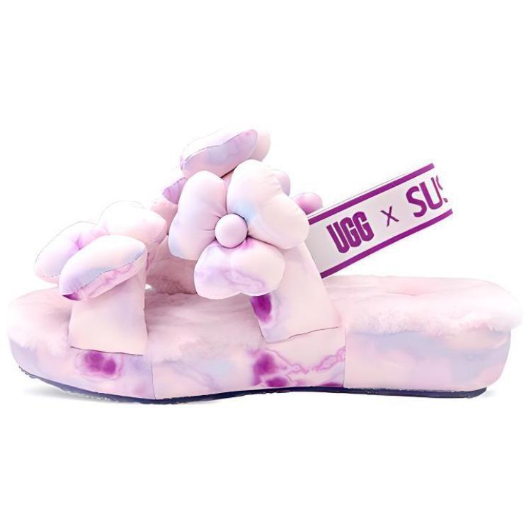 (WMNS) UGG Susan Fang Fluff Slippers Flower Weave Pink Women s 1143570-PINK EU 37