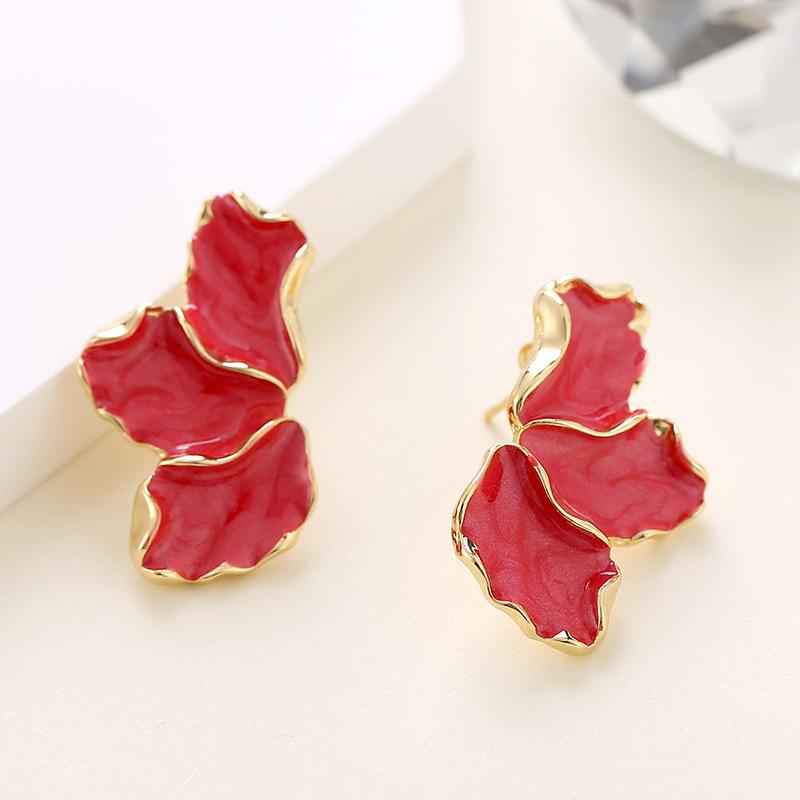 S925 Silver Mori Style Maple Leaf Floral Drop Earrings - Colorful Petal Studs for Women