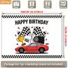 2D Plane 1 Party Banner Racing Car Happy Birthday Chequered Flag Trophy Tire Event Decoration Home Room