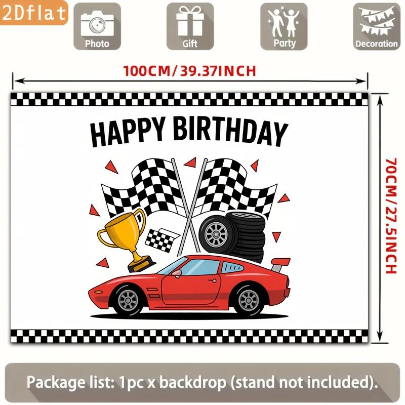 2D Plane 1 Party Banner Racing Car Happy Birthday Chequered Flag Trophy Tire Event Decoration Home Room