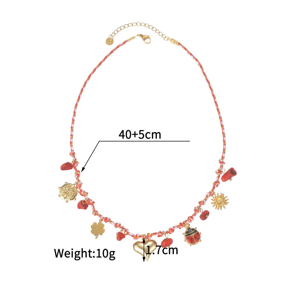 Atoztide Moda Collar con Colgante de Cereza para Mujer Acero Inoxidable Múltiples Estilos Perla de Imitación Cerámica Colgante Joyería Regalo