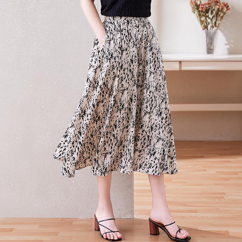 

Женская шифоновая юбка А-силуэта с цветочным принтом - стильное летнее прикрытие с эластичной талией XL for 70-85 kg