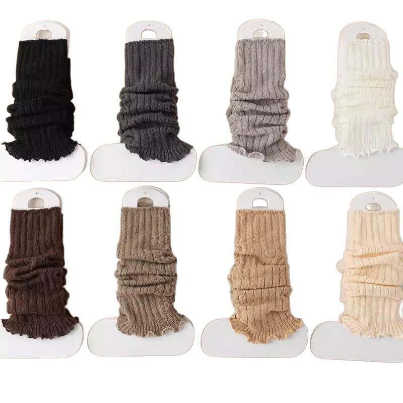 Women's White Knitted Slouch Socks for Spring/Autumn, Mid-High Calf, JK School Style, Perfect with Leather Shoes